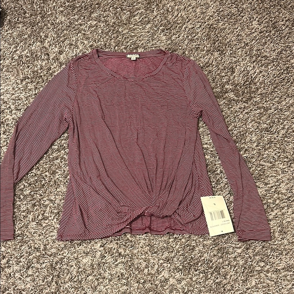 Women's Striped Long Sleeve Top - Red